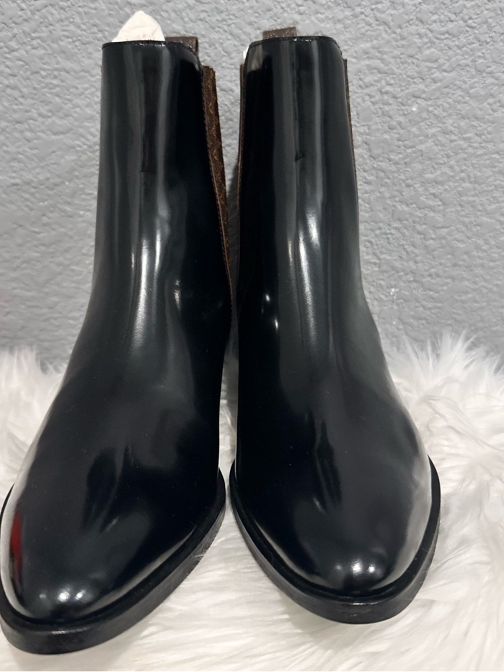 Louis Vuitton Black Patent Leather Chelsea Ankle Boots